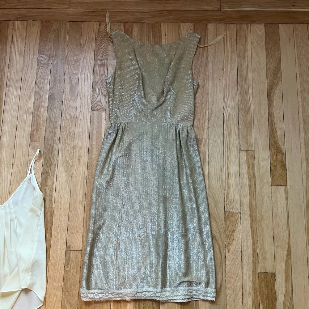 Gold High Neck Dress with Bow in back